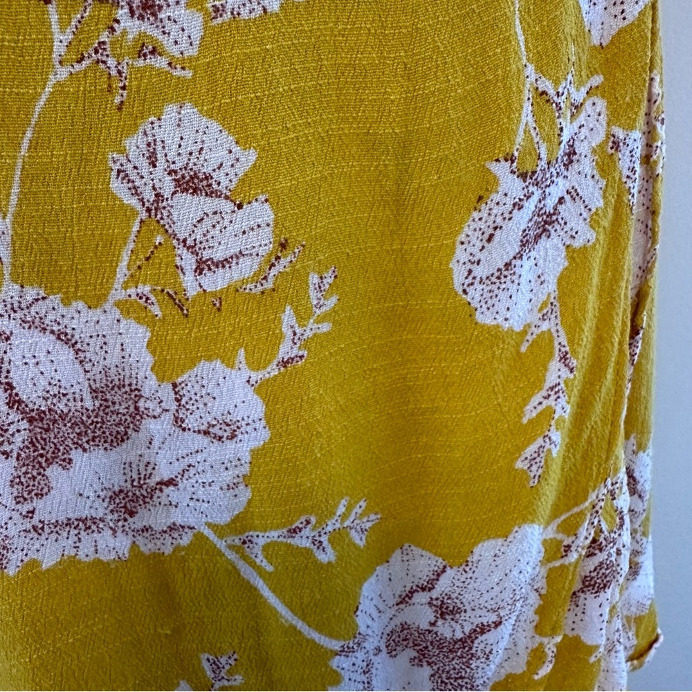 Free People French Quarter Yellow Floral Print Wrap Dress Size Large - Picture 5 of 8